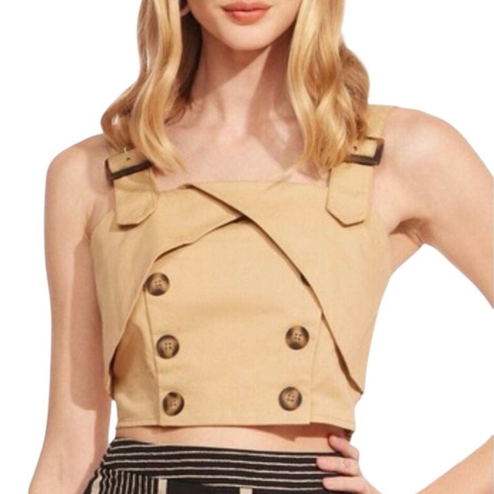 Eva Franco Trench Khaki Button Top - sz 6
